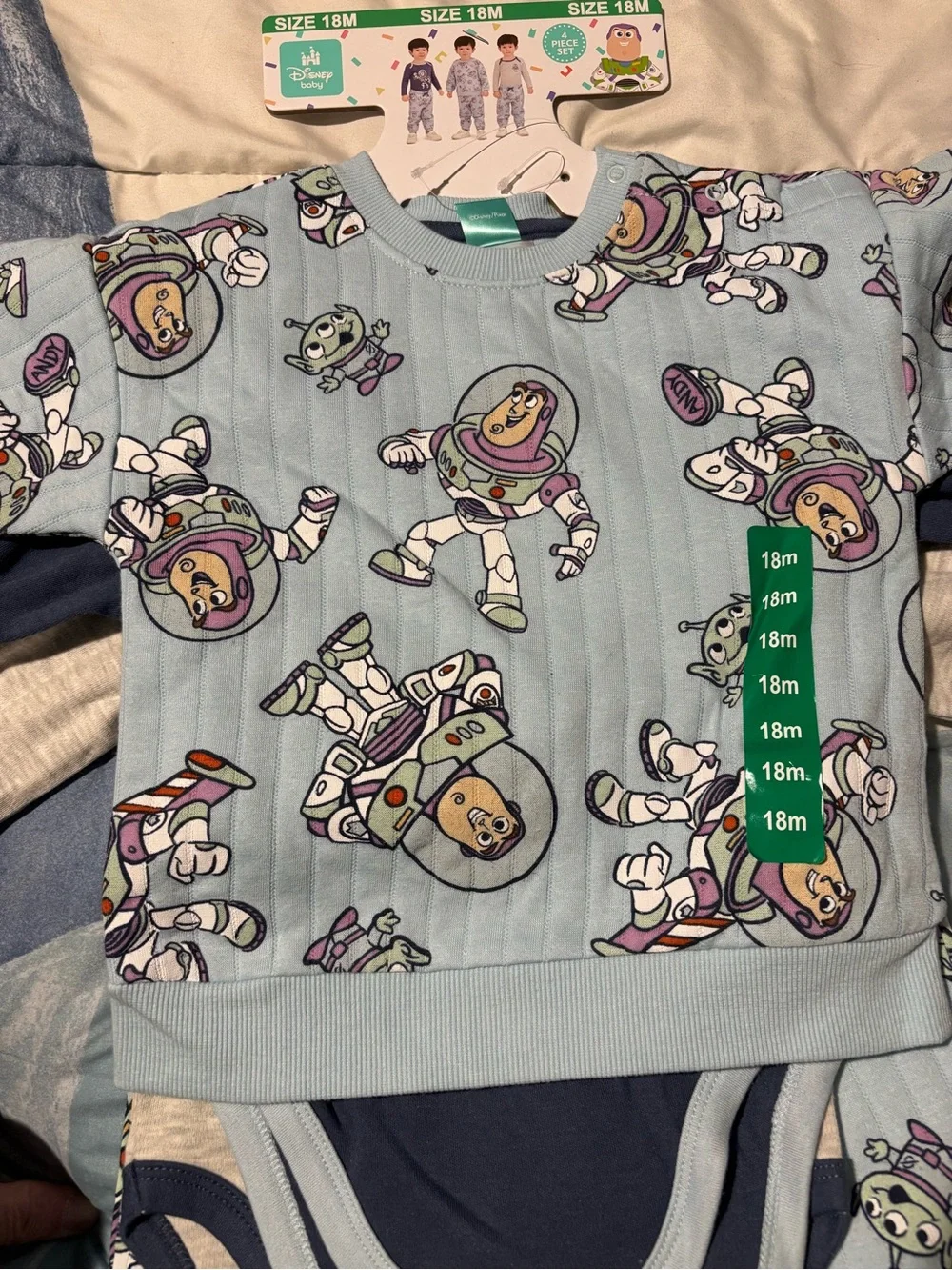 Disney Boys Light Blue and Navy Buzz Lightyear Matching Set size 18M